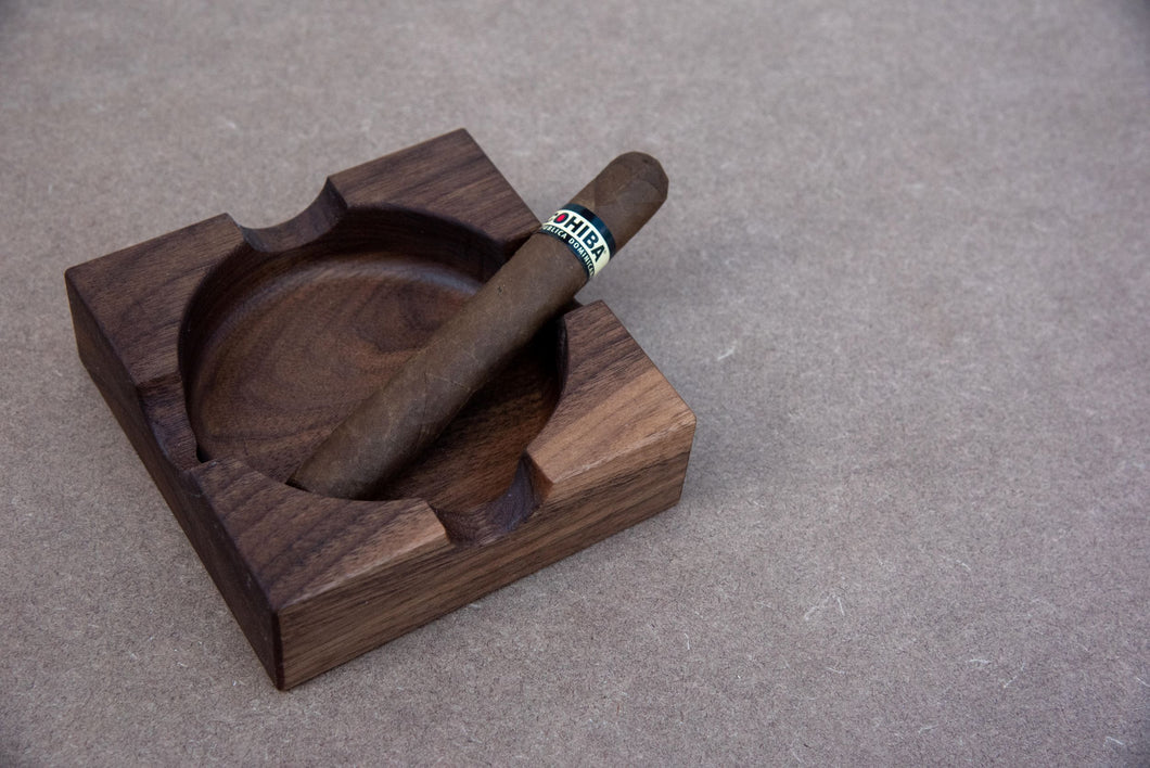Walnut cigar ashtray